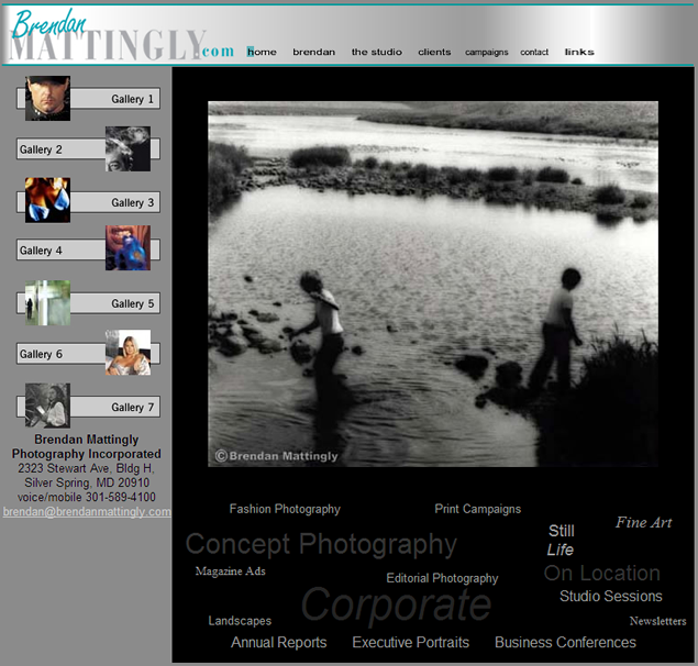 screenshot of photography portfolio site designed by Lauren Brush