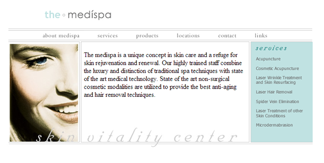 screenshot of medispa site by Lauren Brush
