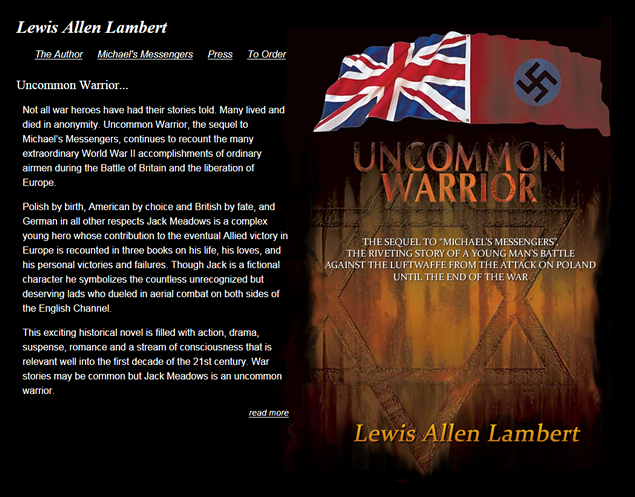 screenshot of site designed by Lauren Brush to promote book Uncommon Warrior